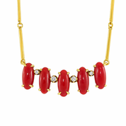 Collana - 18 carati Oro giallo Diamante (Naturale) - Corallo