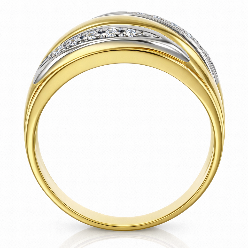 Anello - 18 carati Oro bianco, Oro giallo - 0.10ct. tw. Diamante (Naturale)