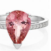 Anello - 18 carati Oro bianco - 3.15ct. tw. Tormalina - Diamante