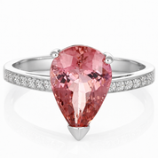 Anello - 18 carati Oro bianco - 3.15ct. tw. Tormalina - Diamante