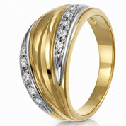 Anello - 18 carati Oro bianco, Oro giallo - 0.10ct. tw. Diamante (Naturale)
