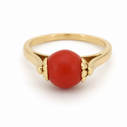 Anello - 18 carati Oro giallo Corallo - Made in Italy - Handmade