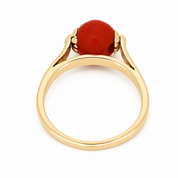 Anello - 18 carati Oro giallo Corallo - Made in Italy - Handmade