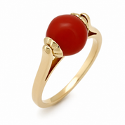 Anello - 18 carati Oro giallo Corallo - Made in Italy - Handmade