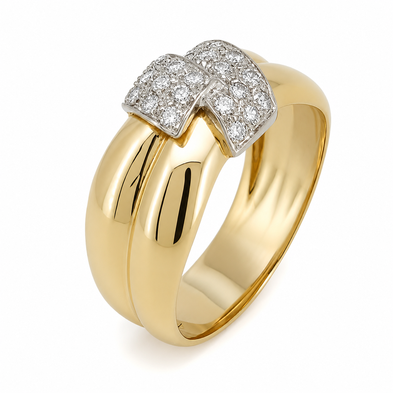 Anello - 18 carati Oro giallo, Oro bianco - 0.48ct. tw. Diamante (Naturale) - Made in Italy - Handmade