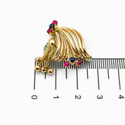 Spilla - 14 carati Oro giallo, Zaffiri - Rubini - Diamanti - 0.35ct. tw. - Made in Italy - Handmade