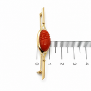 Spilla - 18 carati Oro giallo Corallo - Made in Italy - Handmade