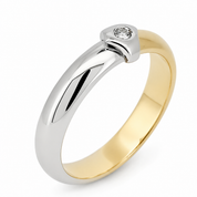 Anello - 18 carati Oro giallo, Oro bianco - 0.02ct. tw. Diamante (Naturale) - Made in Italy - Handmade