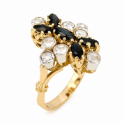 Anello - 18 carati Oro giallo, Argento - 2.55ct. tw. Zaffiro - Diamante - Made in Italy - Handmade