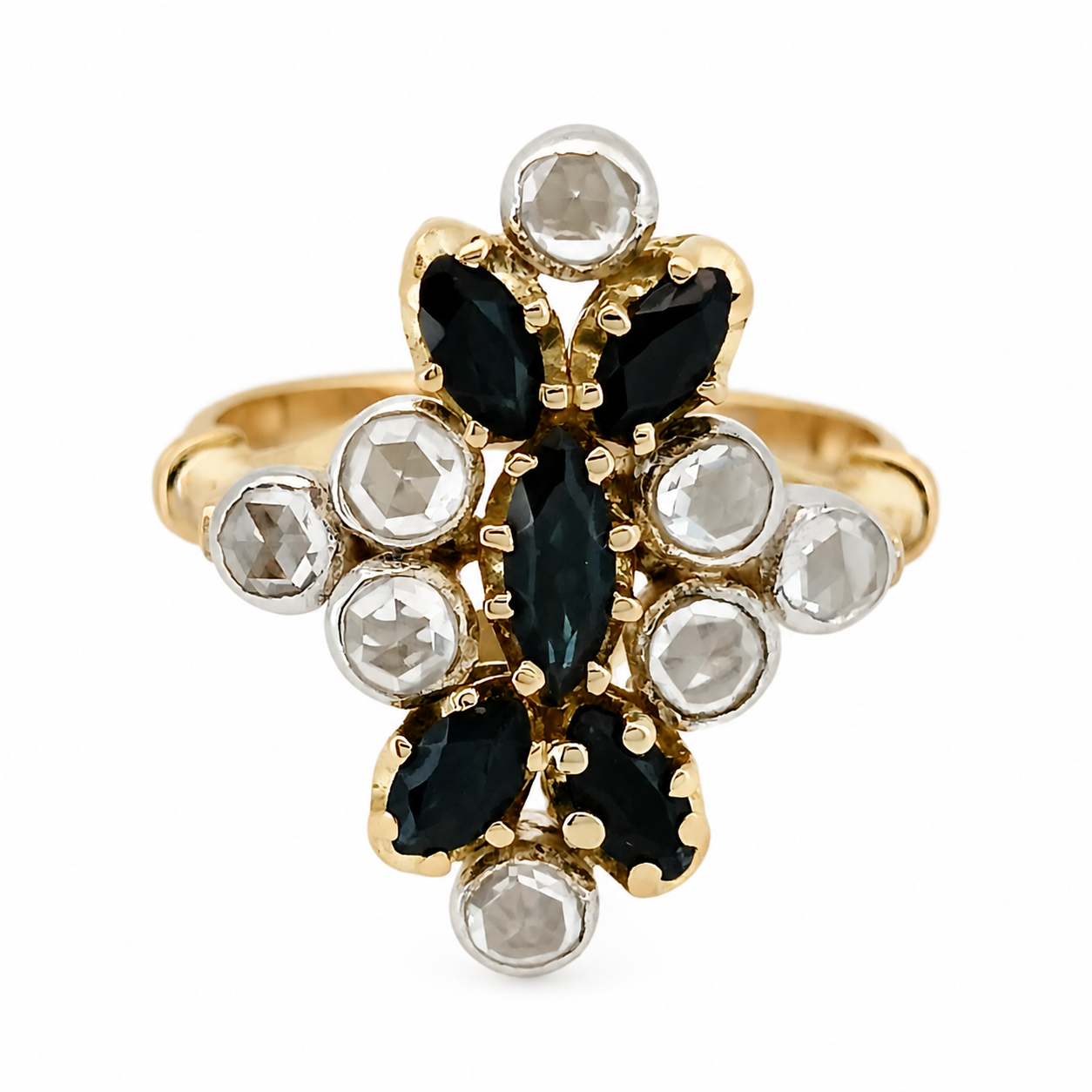 Anello - 18 carati Oro giallo, Argento - 2.55ct. tw. Zaffiro - Diamante - Made in Italy - Handmade