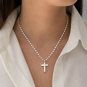 Collana con ciondolo - 18 carati Oro bianco - Made in Italy - Handmade