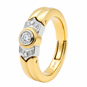 Anello - 18 carati Oro bianco, Oro giallo - 0.19ct. tw. Diamante (Naturale)