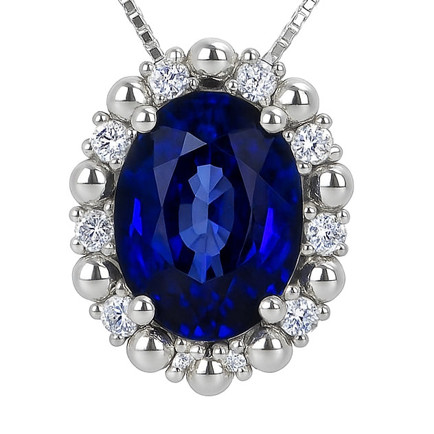 Collana con ciondolo - 18 carati Oro bianco - 1.57ct. tw. Zaffiro - Diamante