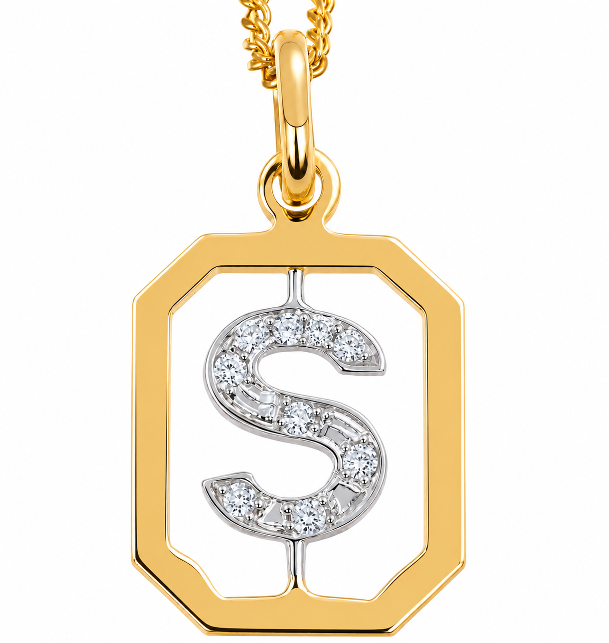 Collana con ciondolo - 18 carati Oro bianco, Oro giallo - 0.08ct. tw. Diamante (Naturale) - Made in Italy - Handmade
