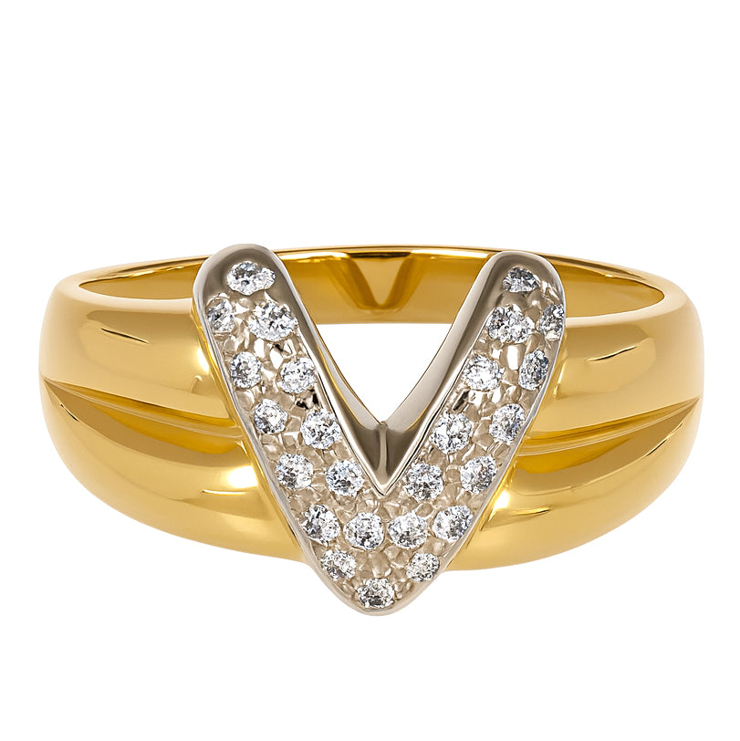 Anello - 18 carati Oro bianco, Oro giallo - 0.13ct. tw. Diamante (Naturale)