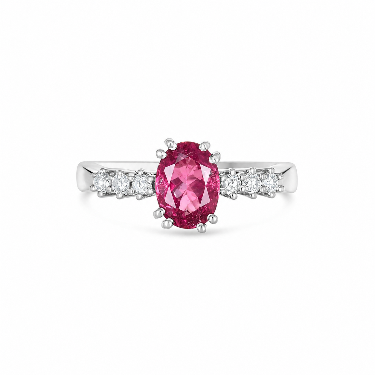 Anello - 18 carati Oro bianco - 1.64ct. tw. Tormalina - Diamante