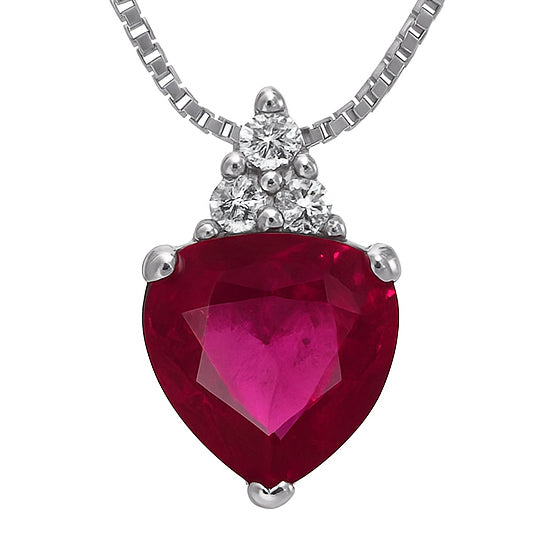 Collana con ciondolo - 18 carati Oro bianco - 1.10ct. tw. Rubino - Diamante