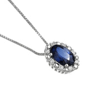 Collana con ciondolo - 18 carati Oro bianco - 0.86ct. tw. Zaffiro - Diamante