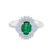 Anello - 18 carati Oro bianco - 1.75ct. tw. Smeraldo - Diamante