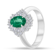 Anello - 18 carati Oro bianco - 1.75ct. tw. Smeraldo - Diamante