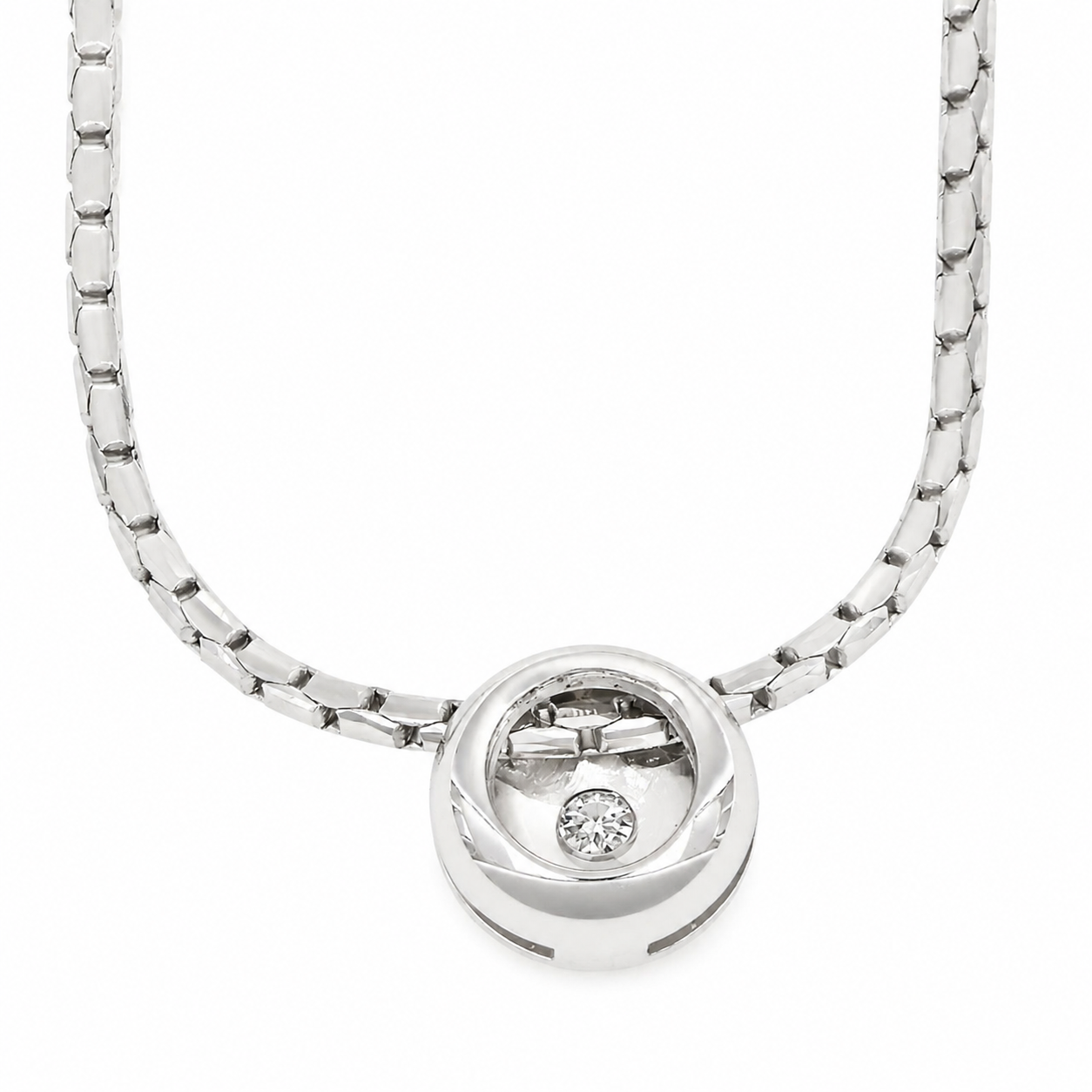 Collana con ciondolo - 18 carati Oro bianco - 0.04ct. tw. Diamante (Naturale) - Made in Italy - Handmade