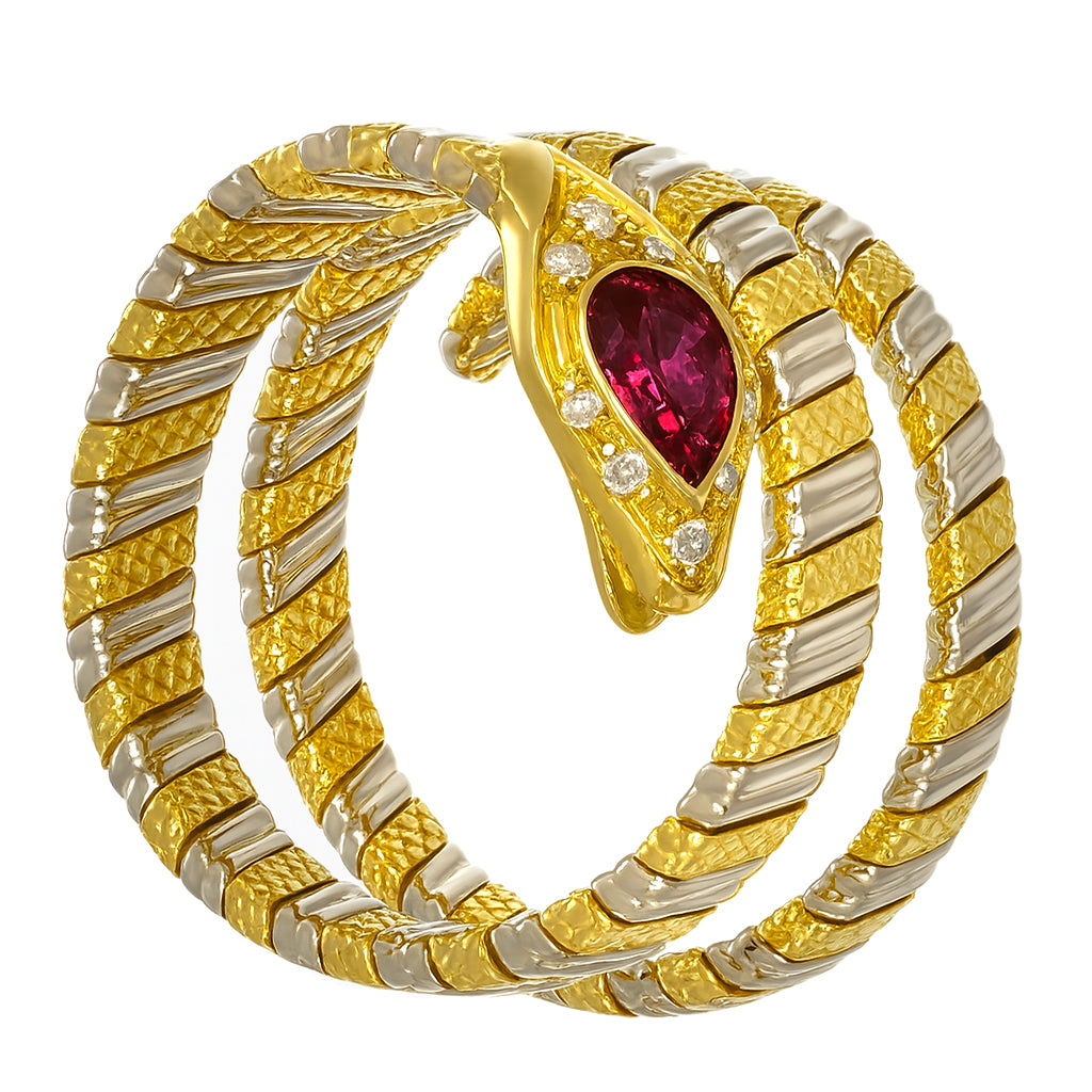 Anello - 18 carati Oro bianco, Oro giallo - 0.44ct. tw. Rubino - Diamante