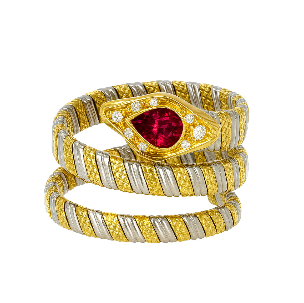 Anello - 18 carati Oro bianco, Oro giallo - 0.44ct. tw. Rubino - Diamante