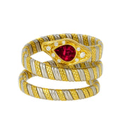 Anello - 18 carati Oro bianco, Oro giallo - 0.44ct. tw. Rubino - Diamante