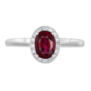 Anello - 18 carati Oro bianco - 1.18ct. tw. Rubino - Diamante