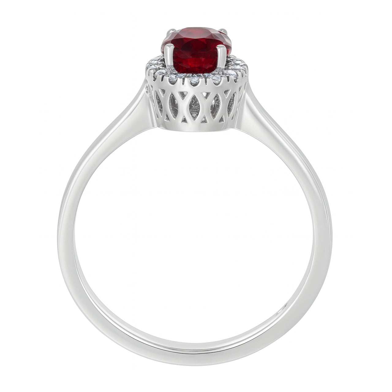 Anello - 18 carati Oro bianco - 1.18ct. tw. Rubino - Diamante