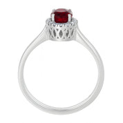 Anello - 18 carati Oro bianco - 1.18ct. tw. Rubino - Diamante