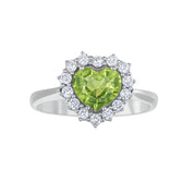 Anello - 18 carati Oro bianco - 1.38ct. tw. Peridoto - Diamante