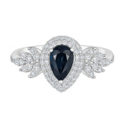 Anello - 18 carati Oro bianco - 1.47ct. tw. Zaffiro - Diamante