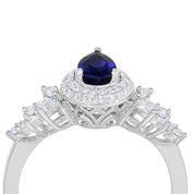 Anello - 18 carati Oro bianco - 1.47ct. tw. Zaffiro - Diamante