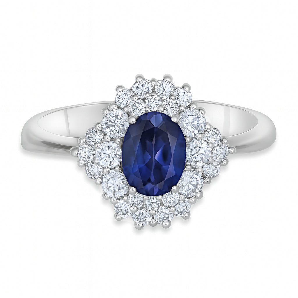 Anello - 18 carati Oro bianco - 1.71ct. tw. Zaffiro - Diamante