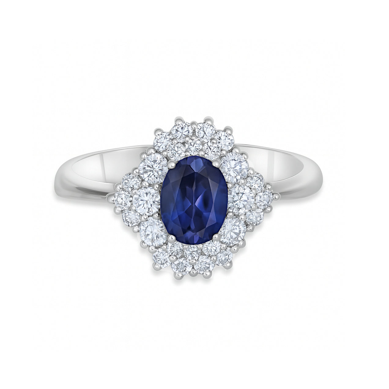 Anello - 18 carati Oro bianco - 1.71ct. tw. Zaffiro - Diamante