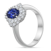 Anello - 18 carati Oro bianco - 1.71ct. tw. Zaffiro - Diamante