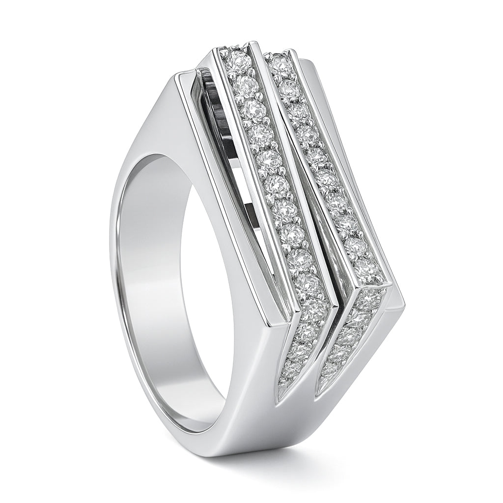 Anello - 18 carati Oro bianco - 0.70ct. tw. Diamante (Naturale)