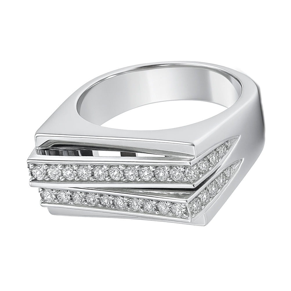 Anello - 18 carati Oro bianco - 0.70ct. tw. Diamante (Naturale)