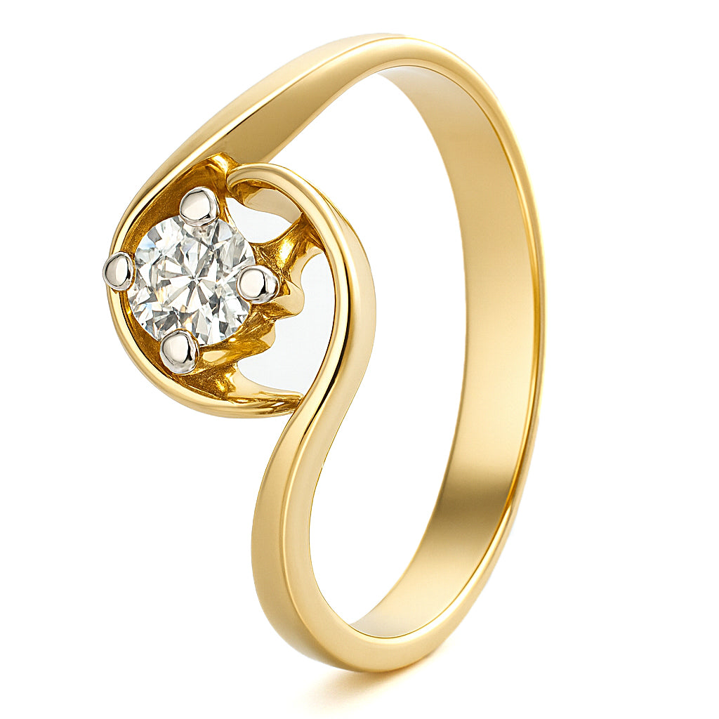 Anello - 18 carati Oro bianco, Oro giallo - 0.28ct. tw. Diamante (Naturale)