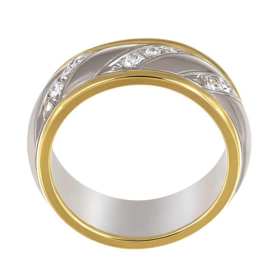 Anello - 18 carati Oro bianco, Oro giallo - 0.18ct. tw. Diamante (Naturale)