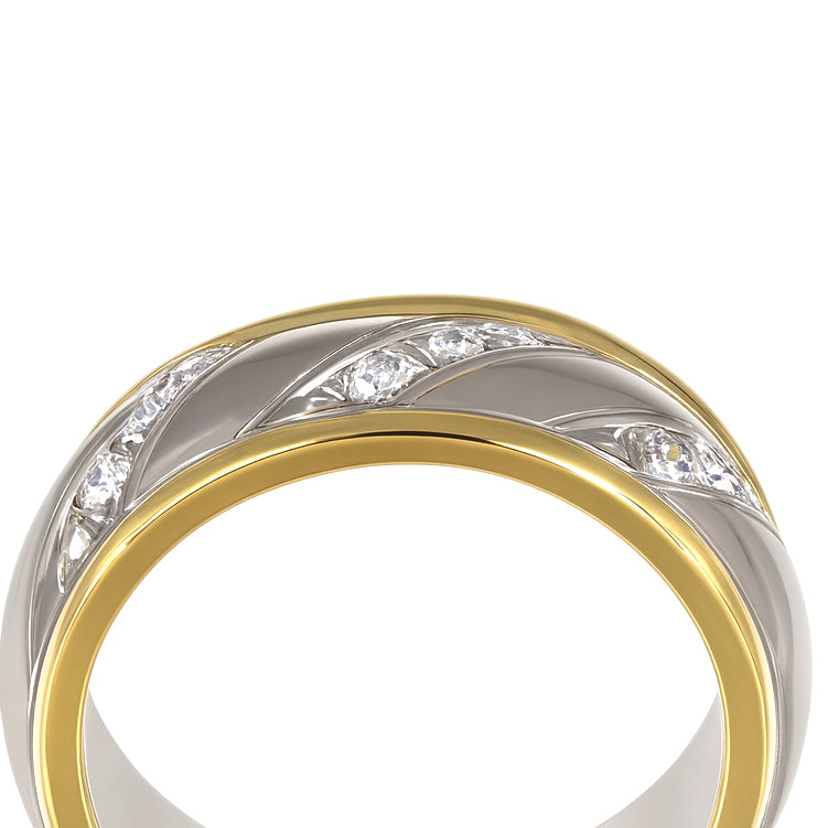 Anello - 18 carati Oro bianco, Oro giallo - 0.18ct. tw. Diamante (Naturale)