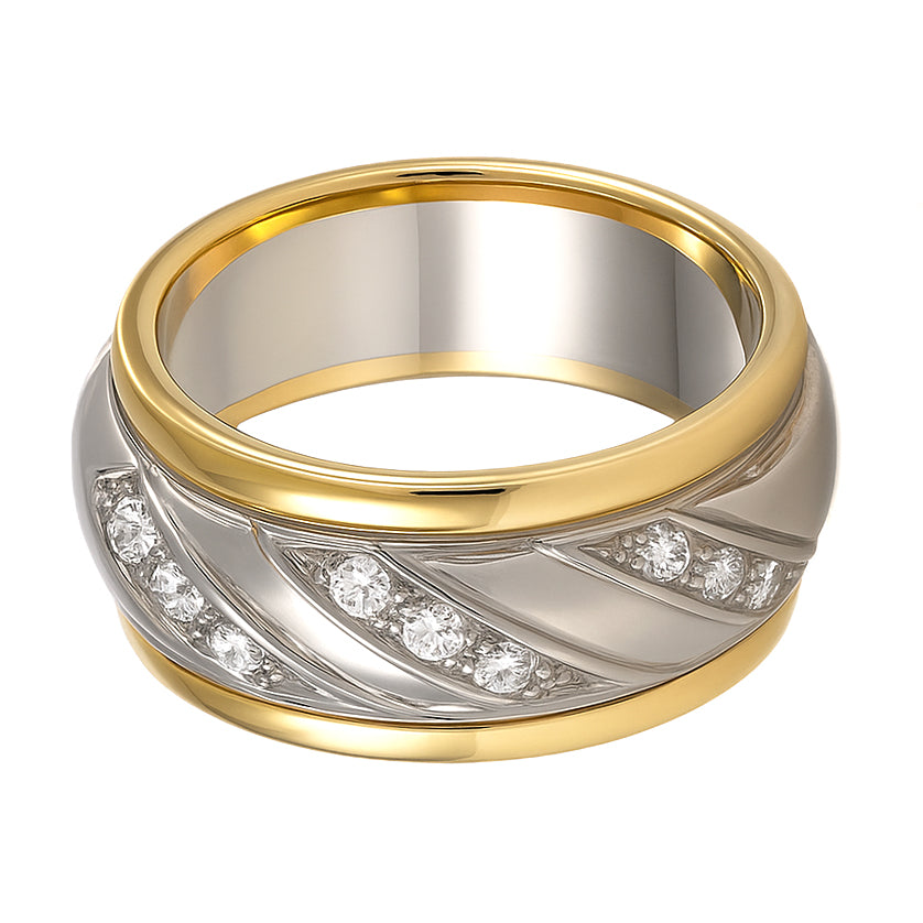 Anello - 18 carati Oro bianco, Oro giallo - 0.18ct. tw. Diamante (Naturale)