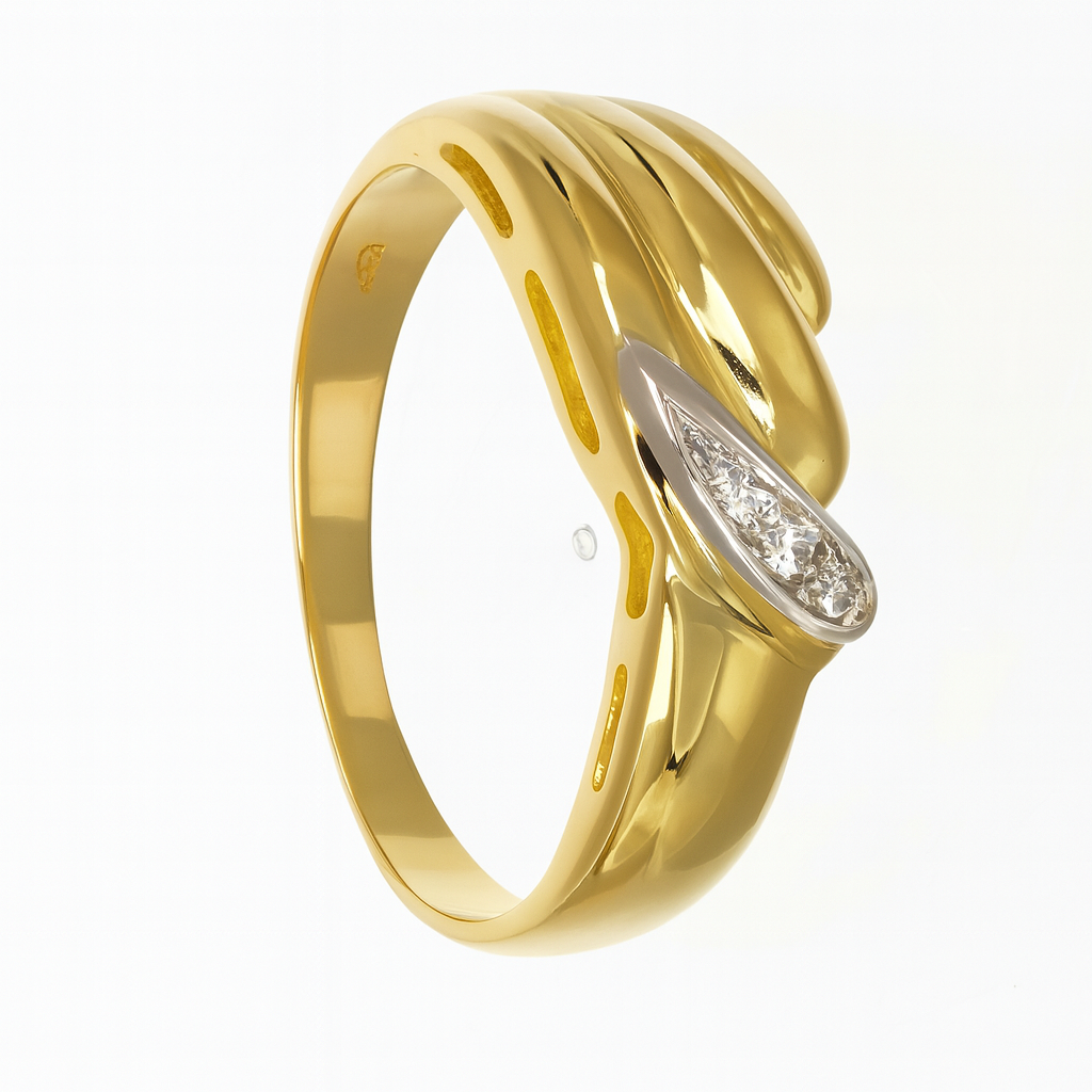 Anello - 18 carati Oro bianco, Oro giallo - 0.05ct. tw. Diamante (Naturale)