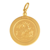 Ciondolo - 18 carati Oro giallo, Moneta Sterlina 22 Kt incastonata