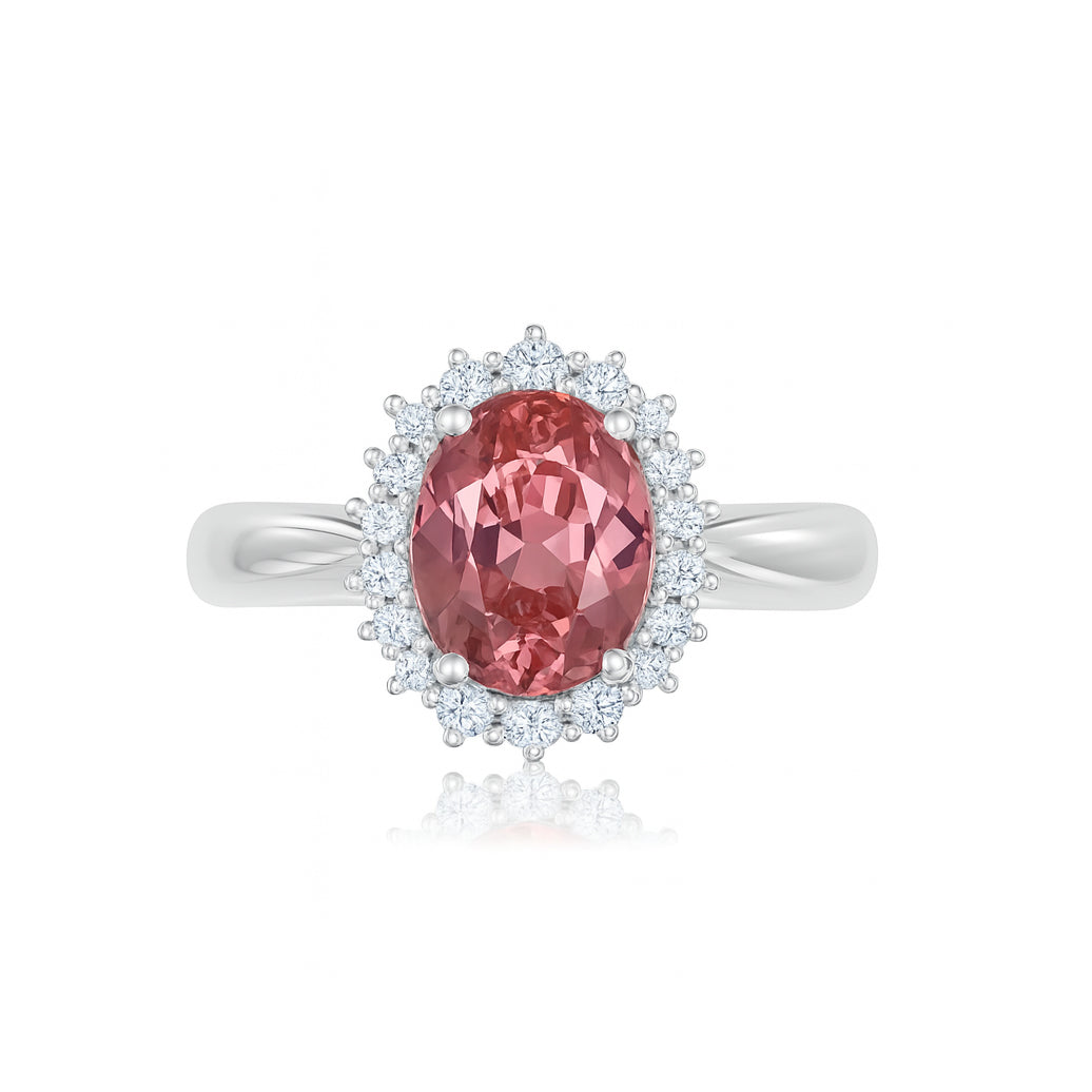 Anello - 18 carati Oro bianco - 2.89ct. tw. Tormalina - Diamante