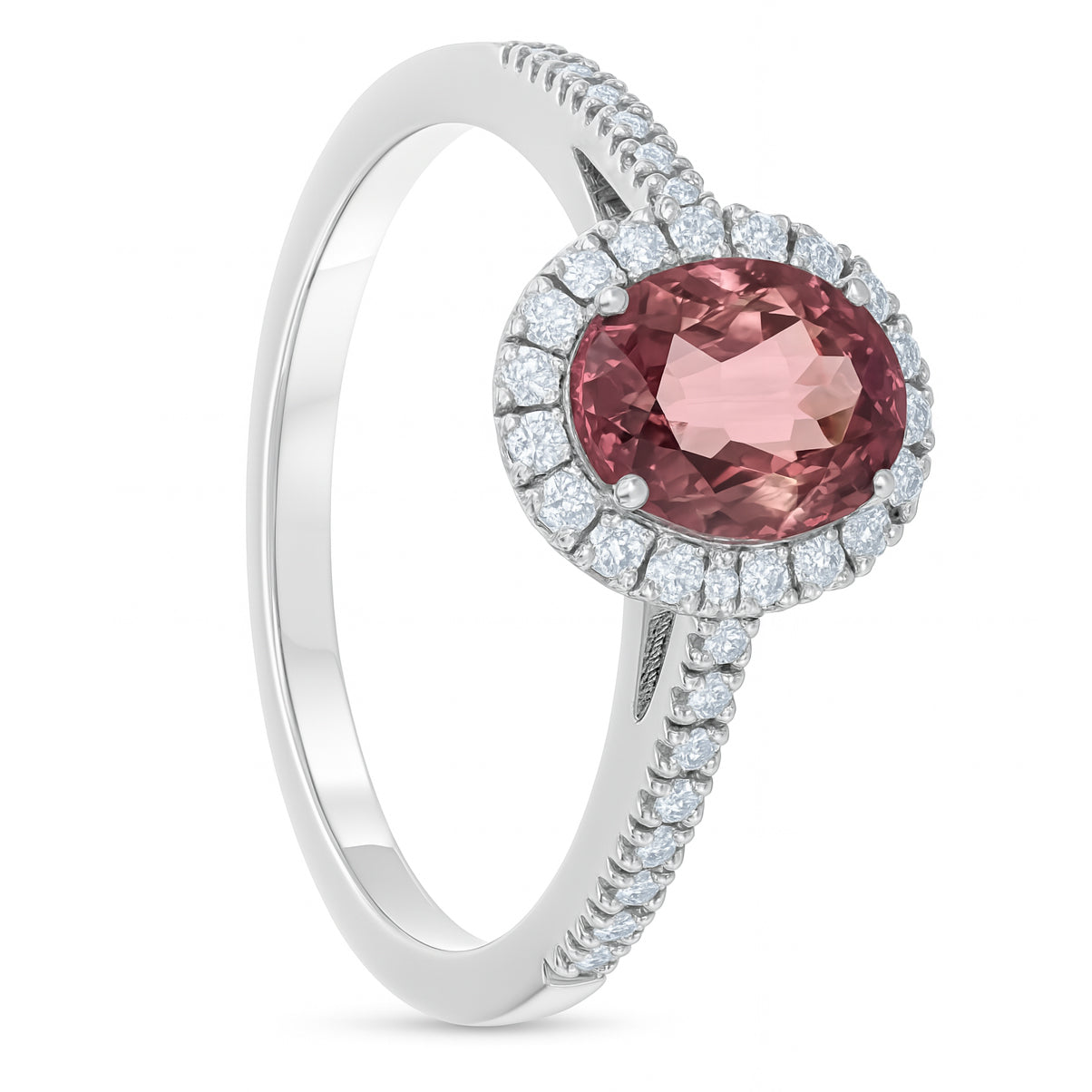 Anello - 18 carati Oro bianco - 2.16ct. tw. Tormalina - Diamante