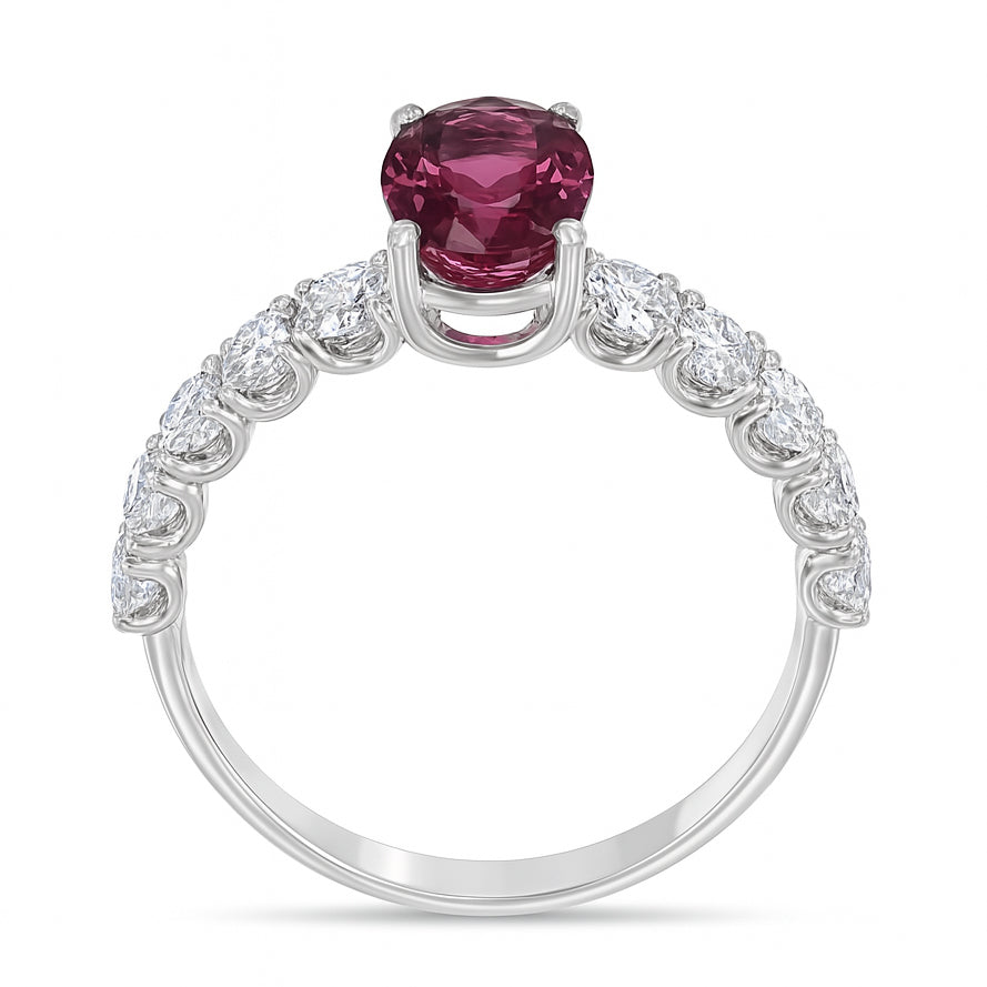 Anello - 18 carati Oro bianco - 2.21ct. tw. Tormalina - Diamante