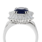 Anello - 18 carati Oro bianco - 4.05ct. tw. Zaffiro - Diamante