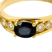 Anello - 18 carati Oro giallo - 0.64ct. tw. Zaffiro - Diamante